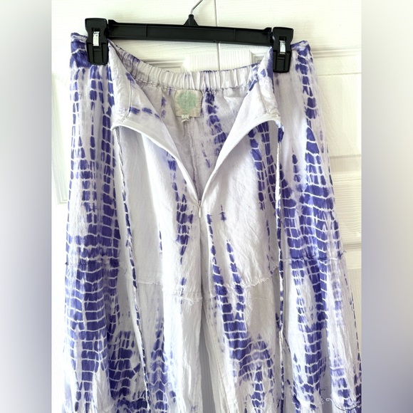 White and purple tie-dye palazzo pants - Picture 3 of 5